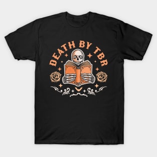 Death By T.B.R To Be Read Skeleton Reading Book Halloween T-Shirt